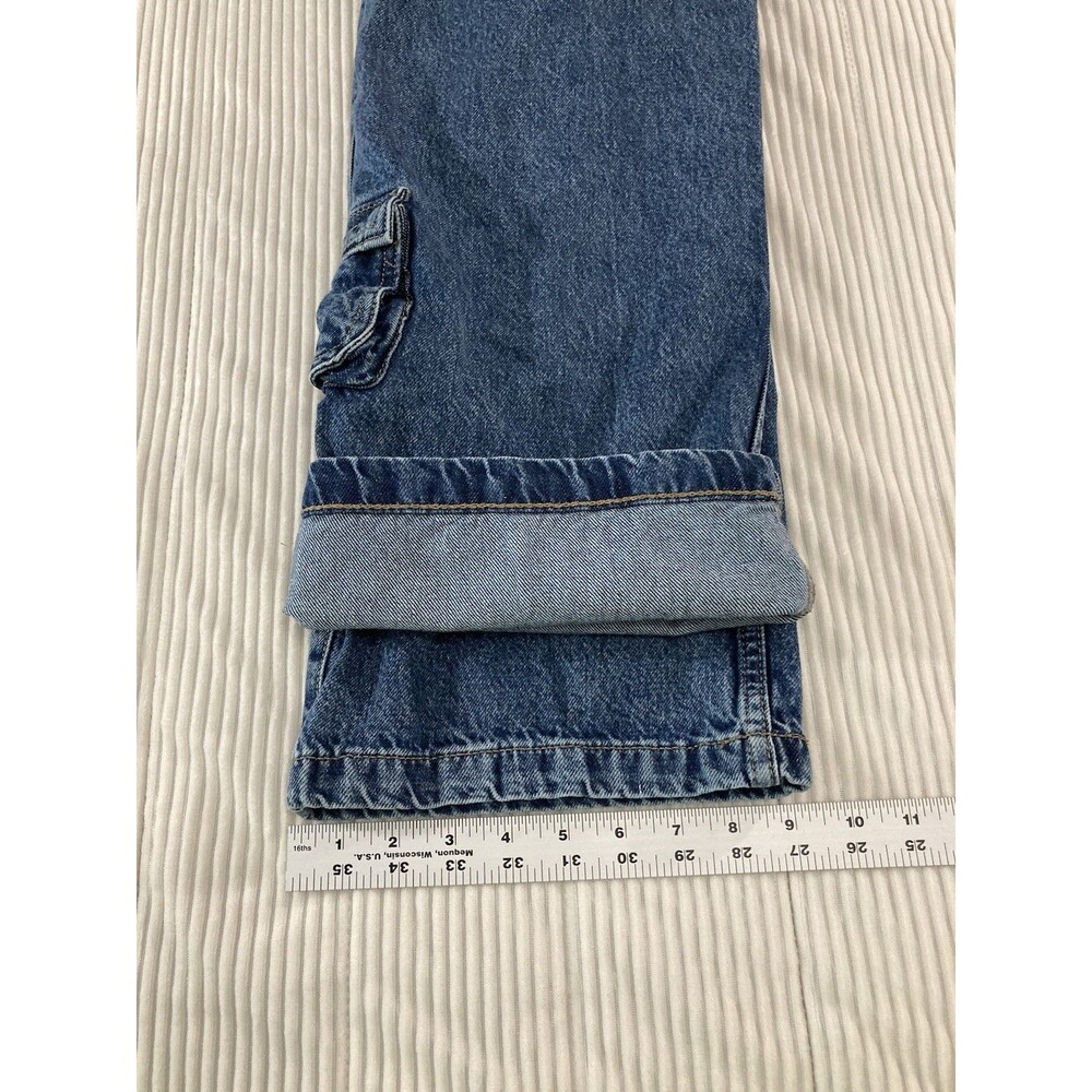 Aeropostale Womens 000R Baggy Wide Leg Cargo Jeans Blue Y2K Skater Grunge - Picture 13 of 13